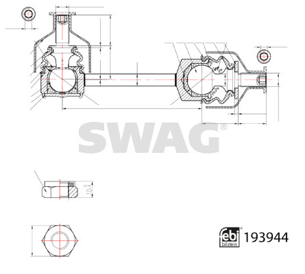 SWAG 33 11 1448 Link/Coupling Rod, stabiliser bar Rear Axle Left Rear Axle Right for VOLVO